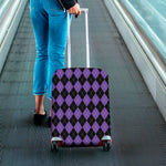 Black And Purple Argyle Pattern Print Luggage Cover