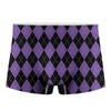 Black And Purple Argyle Pattern Print Men's Boxer Briefs