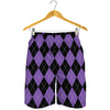 Black And Purple Argyle Pattern Print Men's Shorts