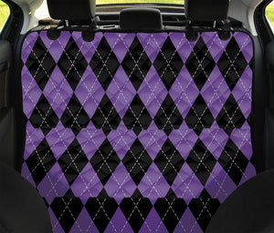 Black And Purple Argyle Pattern Print Pet Car Back Seat Cover