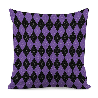 Black And Purple Argyle Pattern Print Pillow Cover