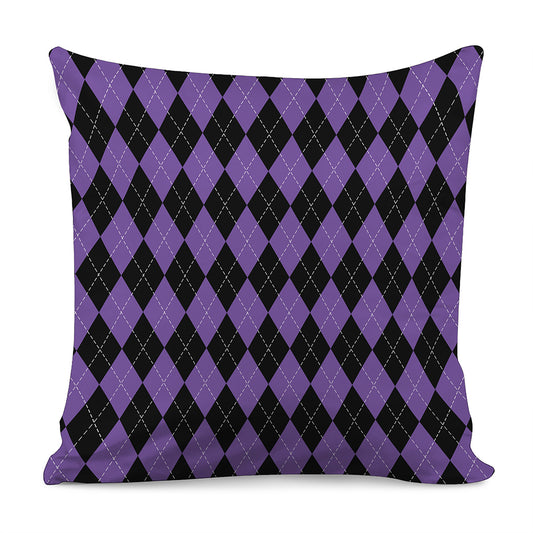 Black And Purple Argyle Pattern Print Pillow Cover