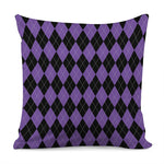 Black And Purple Argyle Pattern Print Pillow Cover
