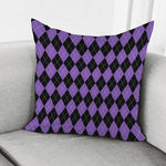 Black And Purple Argyle Pattern Print Pillow Cover