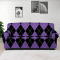 Black And Purple Argyle Pattern Print Sofa Cover