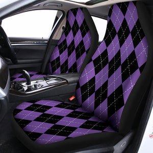 Black And Purple Argyle Pattern Print Universal Fit Car Seat Covers