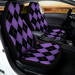 Black And Purple Argyle Pattern Print Universal Fit Car Seat Covers