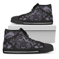 Black And Purple Damask Pattern Print Black High Top Sneakers