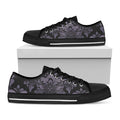 Black And Purple Damask Pattern Print Black Low Top Sneakers