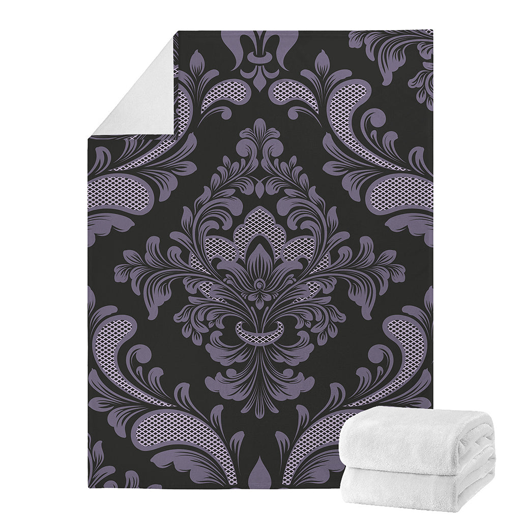 Black And Purple Damask Pattern Print Blanket