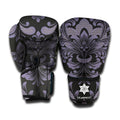 Black And Purple Damask Pattern Print Boxing Gloves