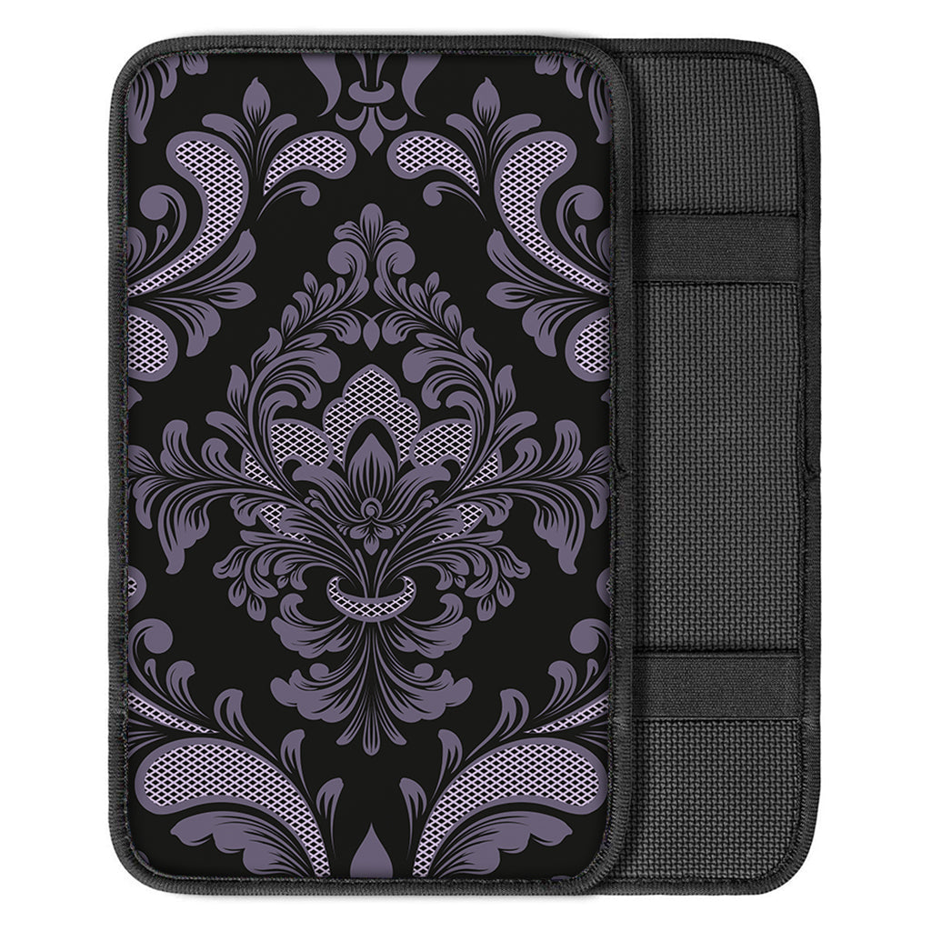 Black And Purple Damask Pattern Print Car Center Console Cover