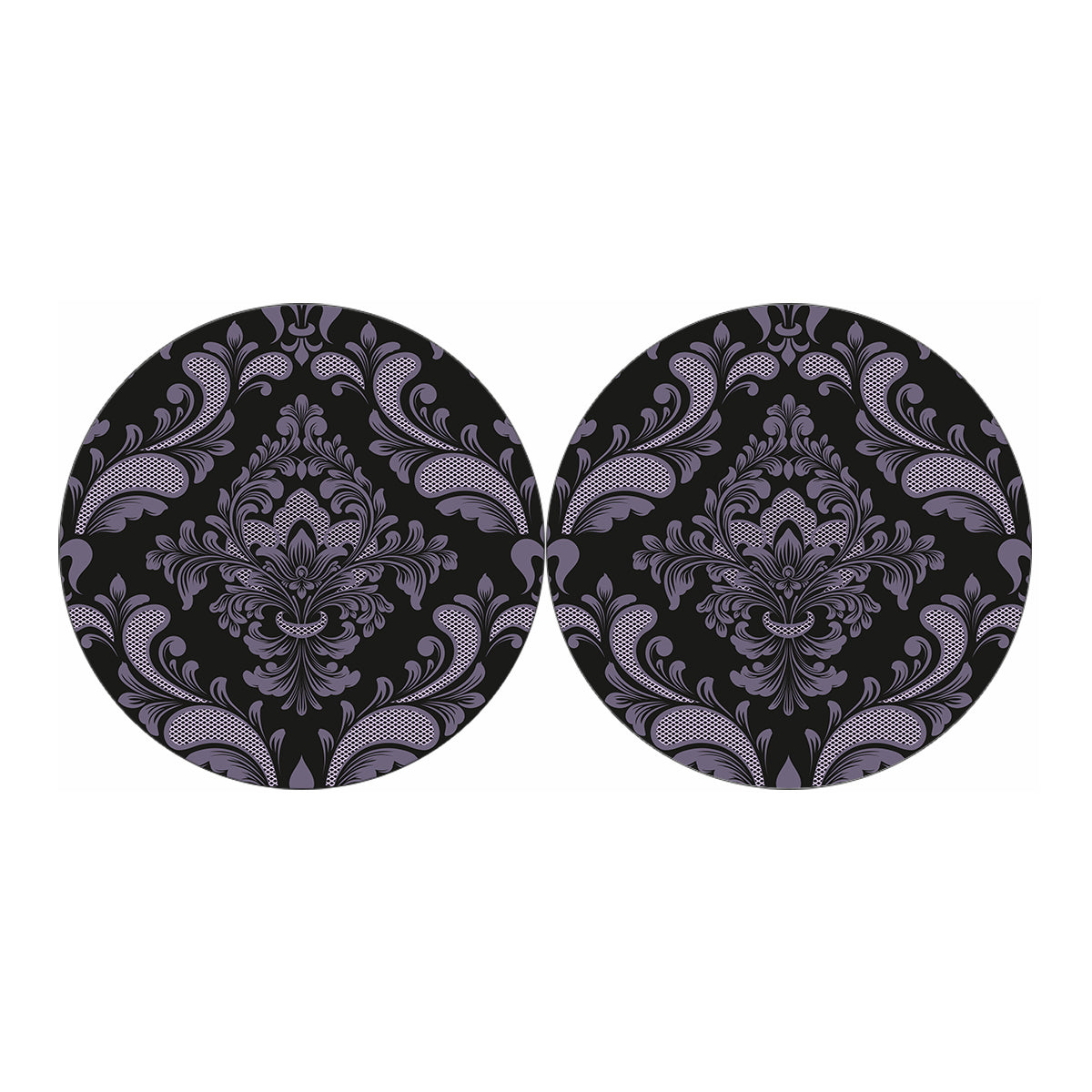 Black And Purple Damask Pattern Print Car Coasters