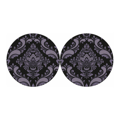 Black And Purple Damask Pattern Print Car Coasters