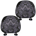 Black And Purple Damask Pattern Print Car Headrest Covers