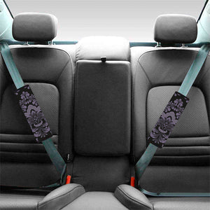 Black And Purple Damask Pattern Print Car Seat Belt Covers