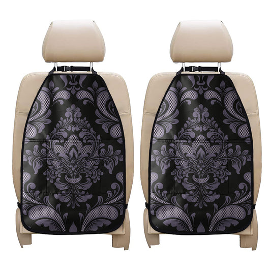 Black And Purple Damask Pattern Print Car Seat Organizers