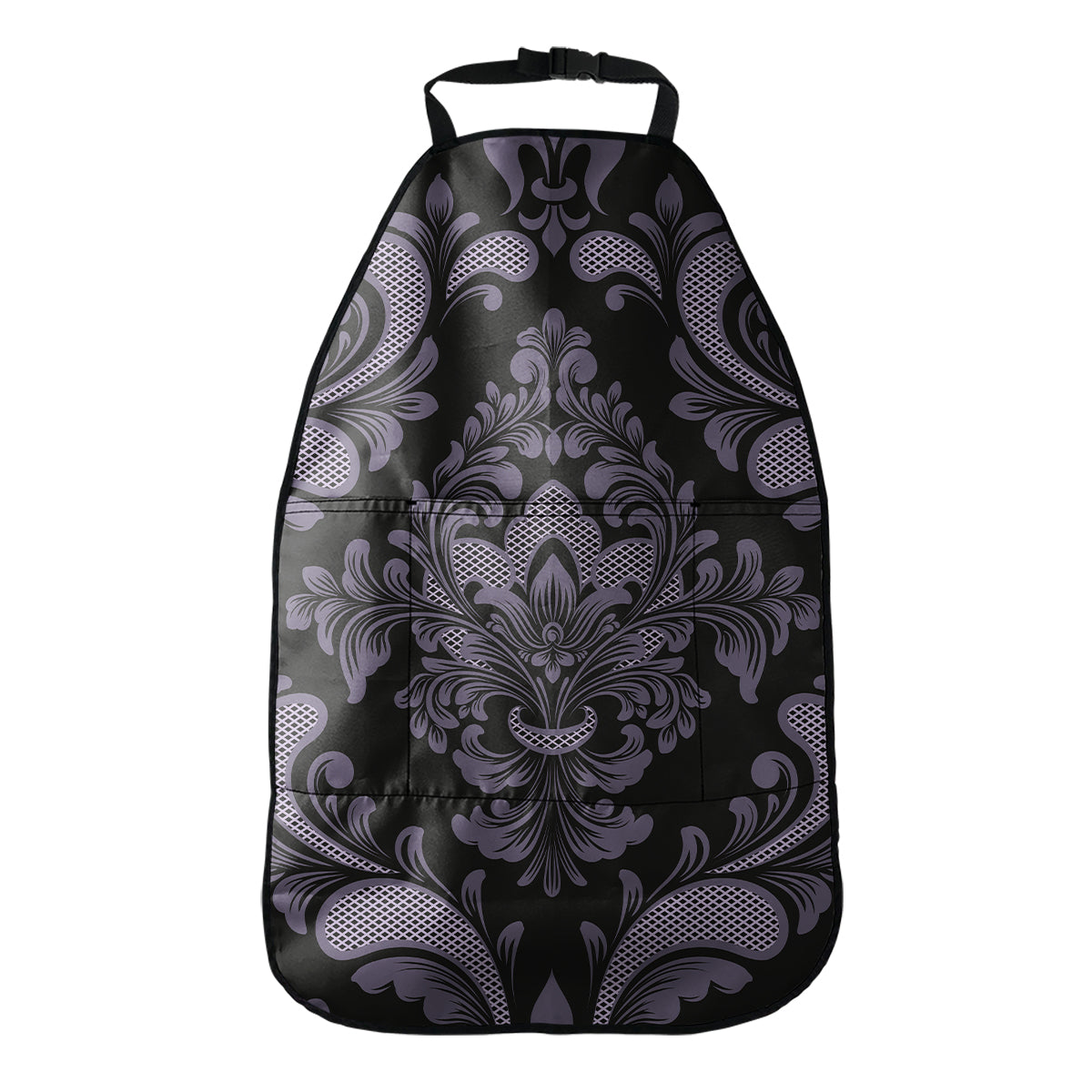 Black And Purple Damask Pattern Print Car Seat Organizers