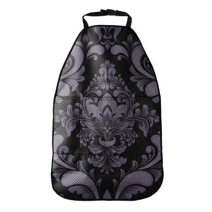 Black And Purple Damask Pattern Print Car Seat Organizers