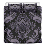 Black And Purple Damask Pattern Print Duvet Cover Bedding Set