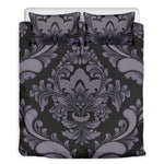 Black And Purple Damask Pattern Print Duvet Cover Bedding Set