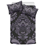 Black And Purple Damask Pattern Print Duvet Cover Bedding Set
