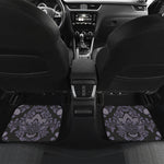 Black And Purple Damask Pattern Print Front and Back Car Floor Mats