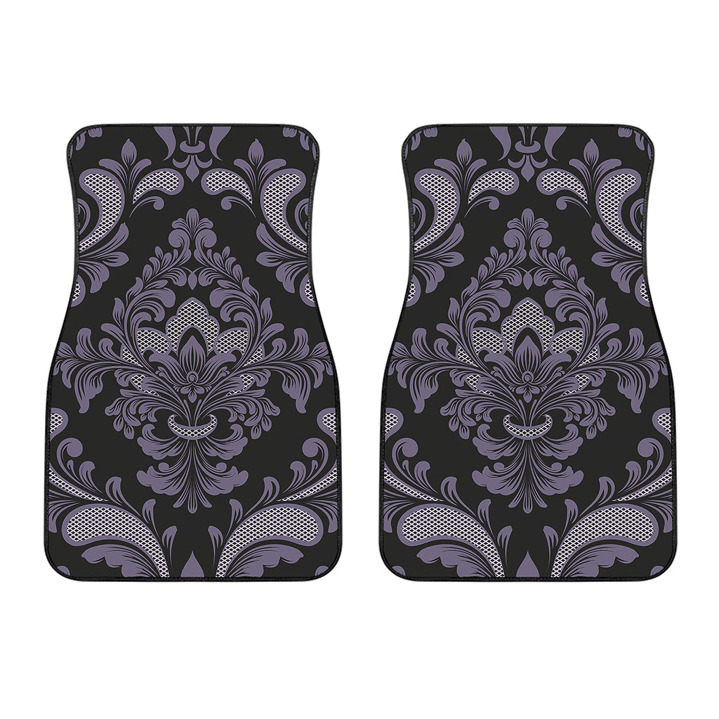 Black And Purple Damask Pattern Print Front Car Floor Mats