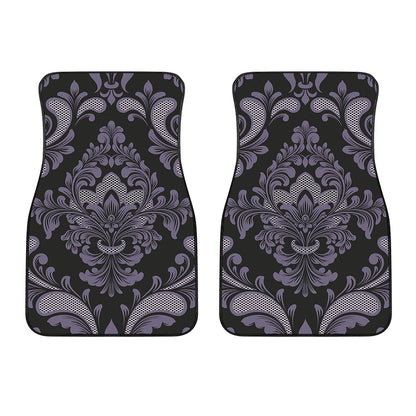 Black And Purple Damask Pattern Print Front Car Floor Mats