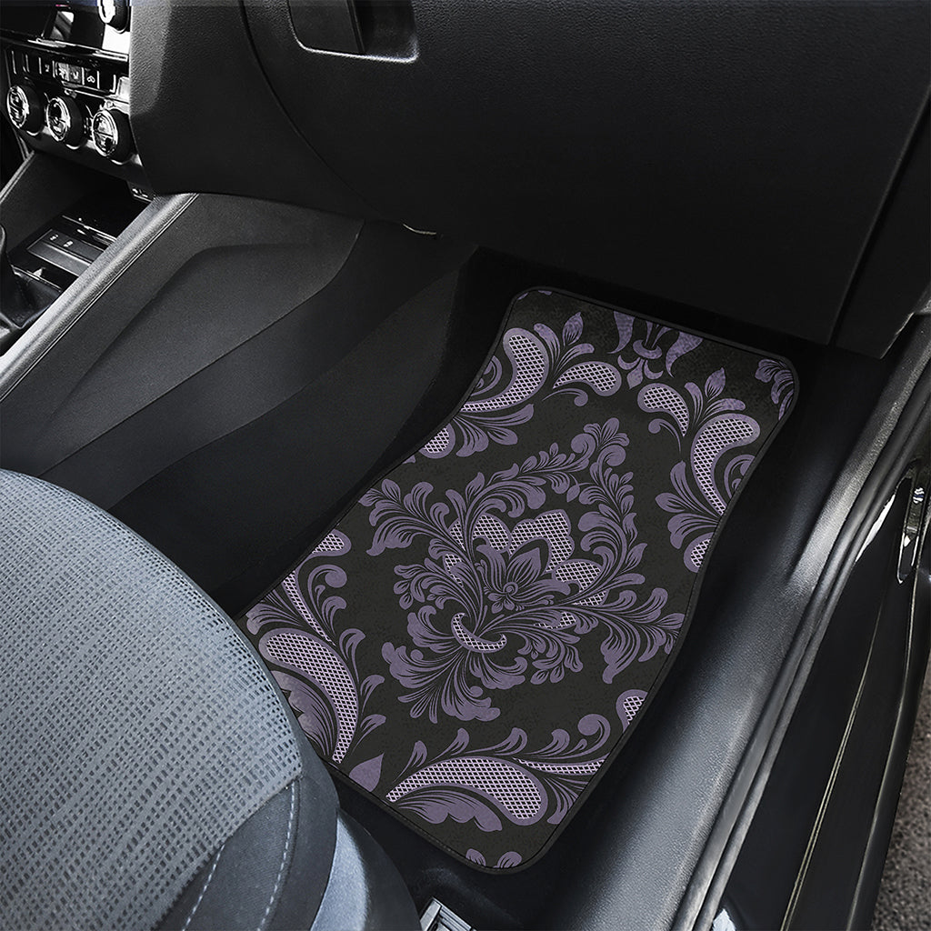 Black And Purple Damask Pattern Print Front Car Floor Mats