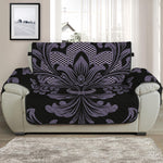 Black And Purple Damask Pattern Print Half Sofa Protector