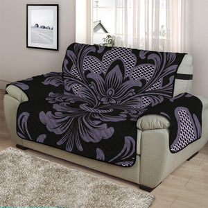 Black And Purple Damask Pattern Print Half Sofa Protector