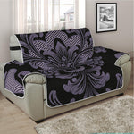 Black And Purple Damask Pattern Print Half Sofa Protector