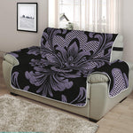 Black And Purple Damask Pattern Print Half Sofa Protector