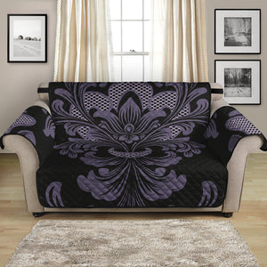 Black And Purple Damask Pattern Print Loveseat Protector