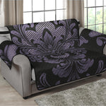 Black And Purple Damask Pattern Print Loveseat Protector