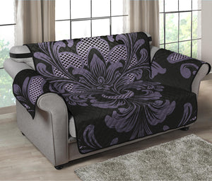 Black And Purple Damask Pattern Print Loveseat Protector