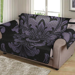 Black And Purple Damask Pattern Print Loveseat Protector