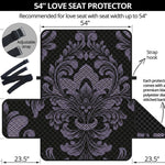 Black And Purple Damask Pattern Print Loveseat Protector