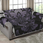 Black And Purple Damask Pattern Print Loveseat Protector