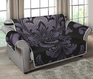 Black And Purple Damask Pattern Print Loveseat Protector