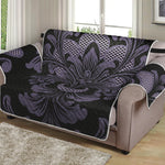 Black And Purple Damask Pattern Print Loveseat Protector