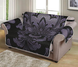 Black And Purple Damask Pattern Print Loveseat Protector