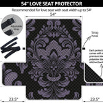 Black And Purple Damask Pattern Print Loveseat Protector