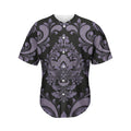 Black And Purple Damask Pattern Print Men's Baseball Jersey