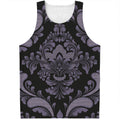 Black And Purple Damask Pattern Print Men's Tank Top