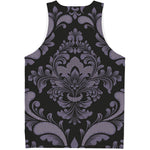 Black And Purple Damask Pattern Print Men's Tank Top