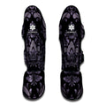 Black And Purple Damask Pattern Print Muay Thai Shin Guards