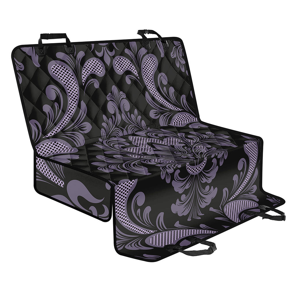Black And Purple Damask Pattern Print Pet Car Back Seat Cover