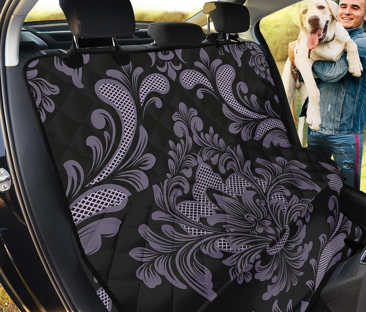Black And Purple Damask Pattern Print Pet Car Back Seat Cover